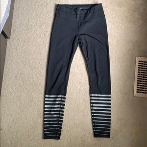 Athleta Black Leggings with Grey Stripes